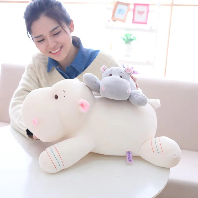 Safe Plush Hippo Toy and Cuddle Pillow