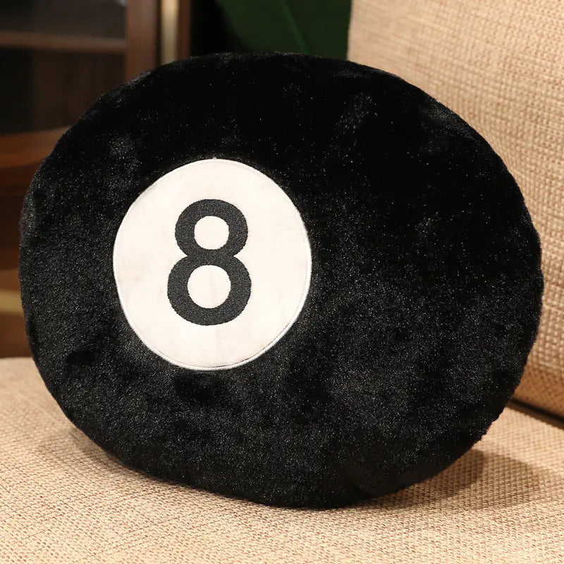Black Eight Billiards Plush Embroidery Pillow
